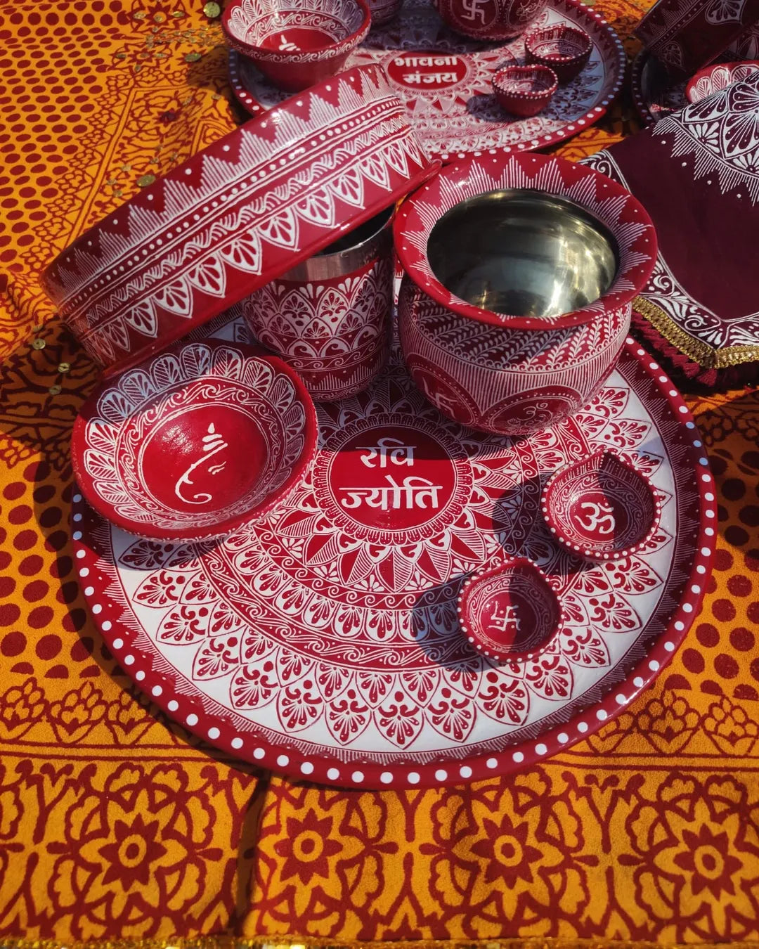 Traditional Aipan Art Karwachauth Set for Your Special Day