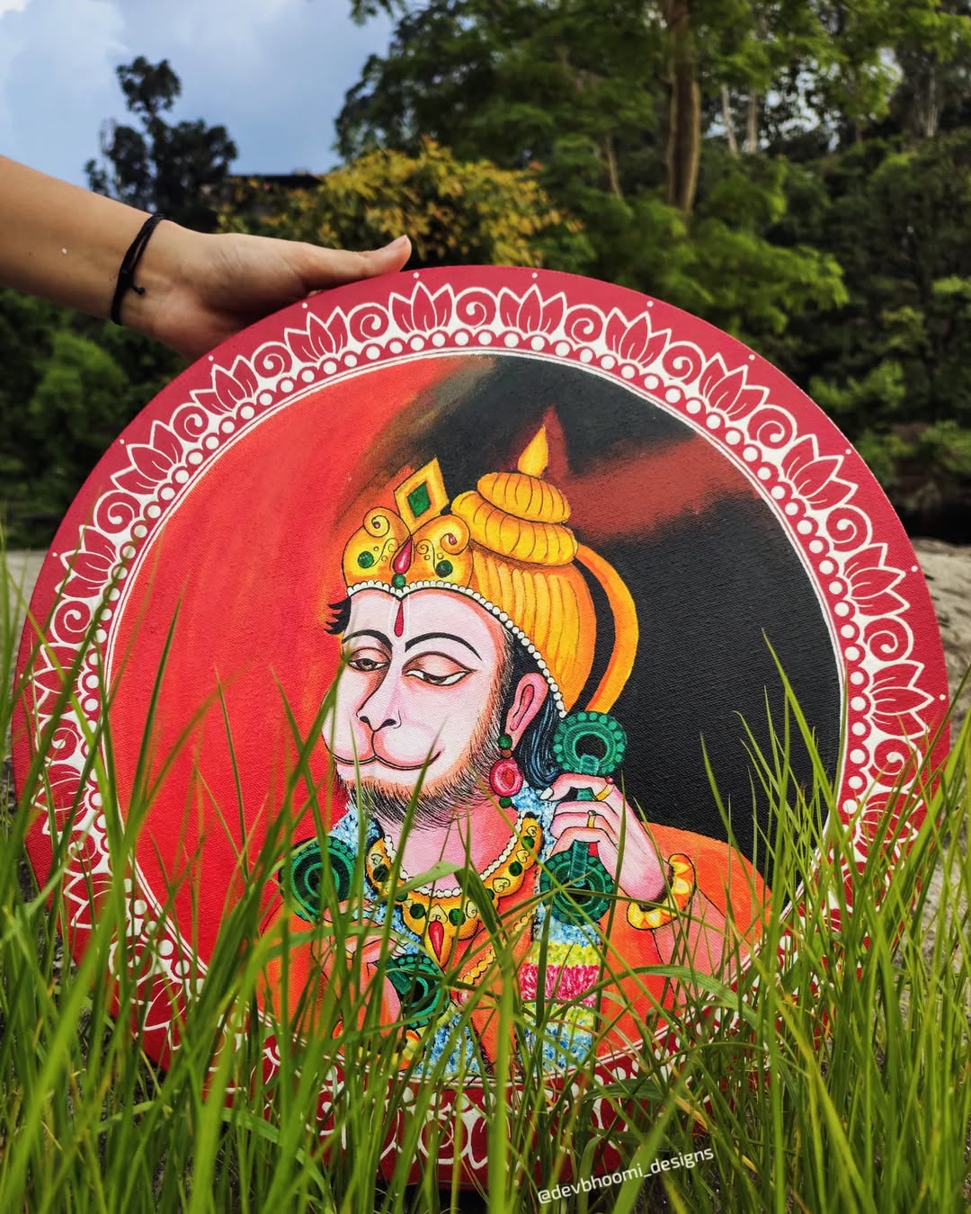 Aipan Art Magic: Hanuman Ji Acrylic Painting to Bless Your Home