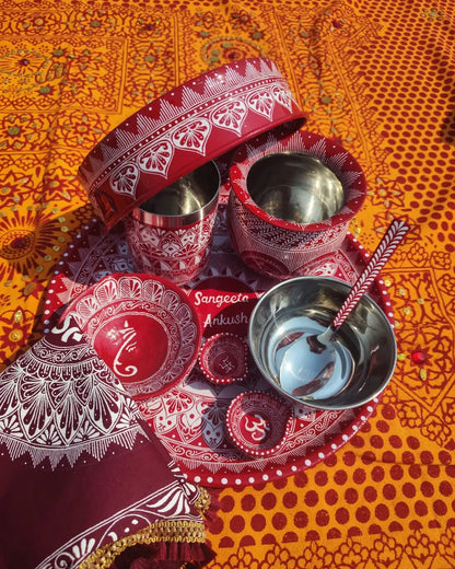 Traditional Aipan Art Karwachauth Set for Your Special Day