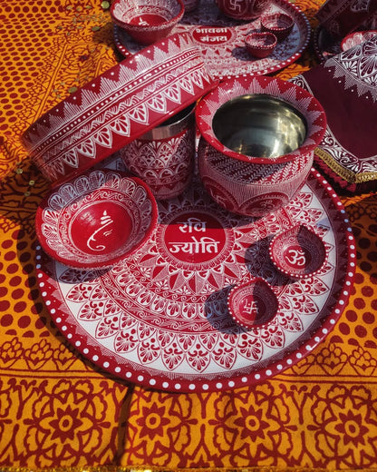 Traditional Aipan Art Karwachauth Set for Your Special Day